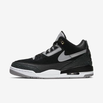 Nike Air Jordan 3 Retro Tinker - Férfi Utcai Cipő - Fekete/Metal Arany/Szürke